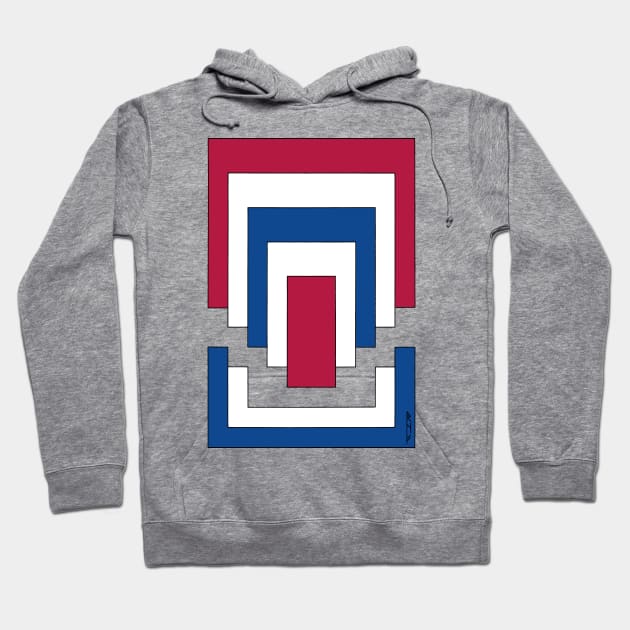 Rectangle Abstract in Red, White, and Blue Hoodie by AzureLionProductions